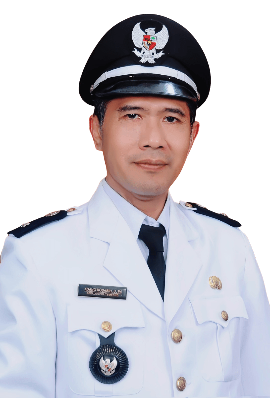 Foto resmi Adang Kosasih, S.Pd, Kepala Desa Tembong, mengenakan seragam dinas.